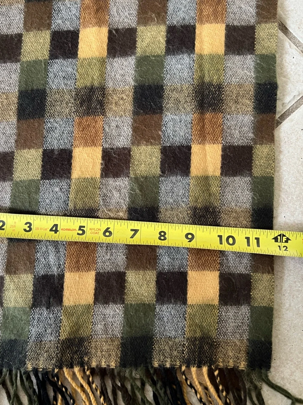 Men 100% CASHMERE SCARF Made in England Soft Wrap Plaid Black / Green/Brown